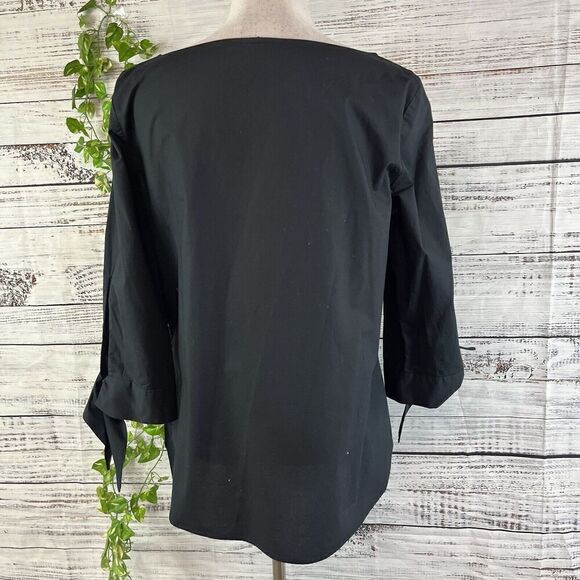 Talbots Blouse Tunic size Extra Small Classic Black Modest Casual Career Boho - Picture 10 of 11